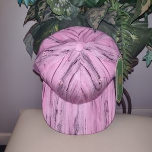 Unisex Pink Painted wood look Flat brim hat